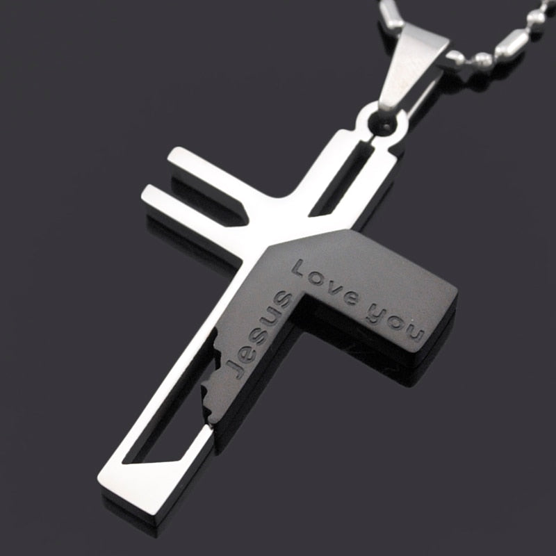 Kreuz-Kette mit der Gravur - "Jesus Love you"