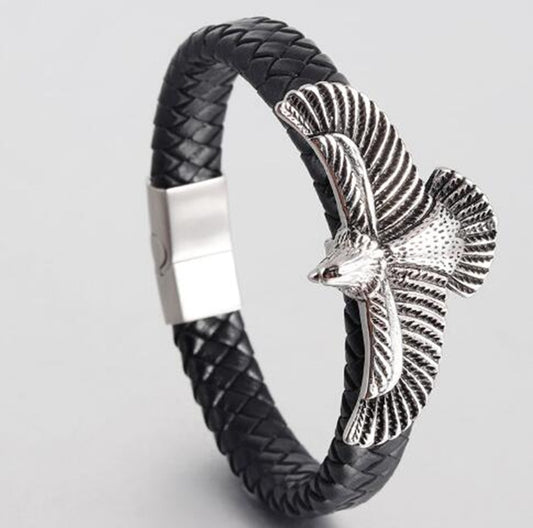 Geflochtenes Lederarmband - Adler